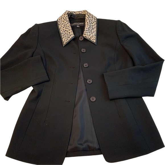 Jasper & Company ASL Wool Blend Blazer Jacket Classic Black Career size 2P - Picture 5 of 11